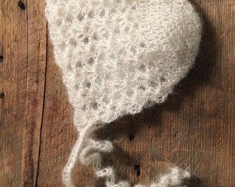 Newborn Bonnet, Newborn Hat, Newborn Photo Prop, Mohair Silk Newborn Bonnet, Baby Bonnet, Newborn Photography Prop, Newborn Photo Session
