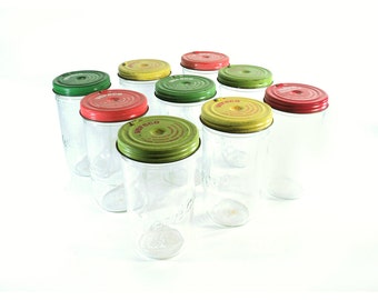 3 French Vereco Preserving Glass Jar, Colored Canning Jar, Apothecary Jar, Rustic Kitchen, Storage Container, Shabby Chic Jar