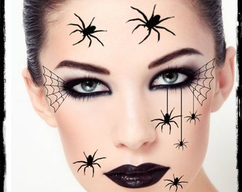 Temporary Tattoo Spider Halloween Costume Face Spiders Fake Tattoos Realistic Thin Durable