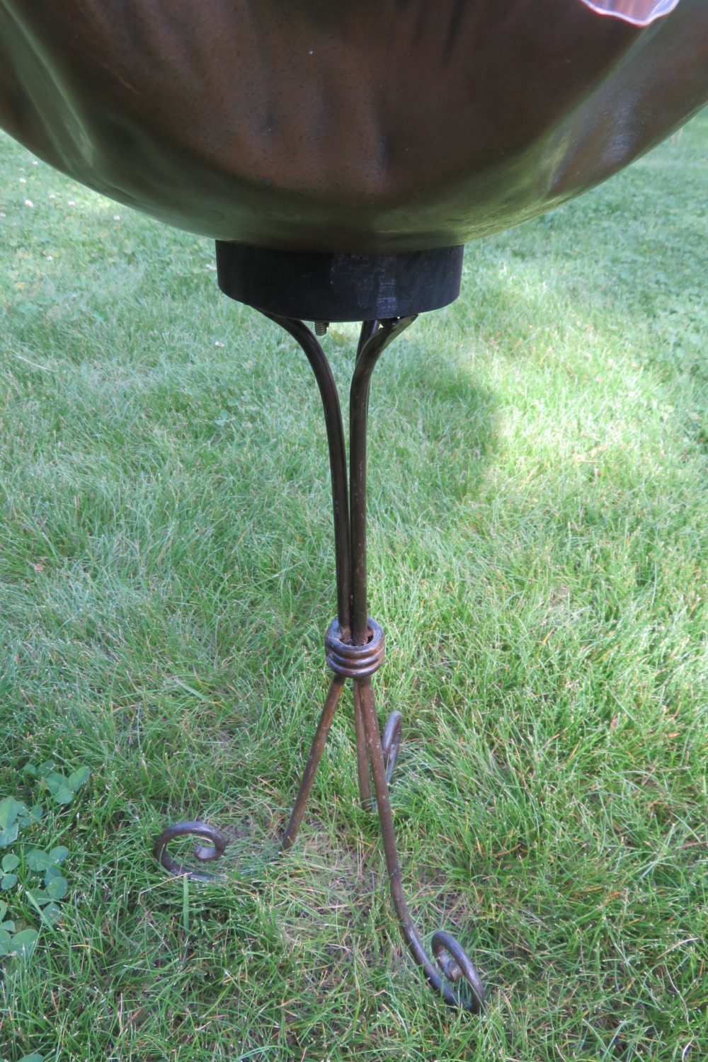 Small Arts & Crafts Drumgold Copper Bird Bath w/ Quirky Metal