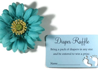 Blue Diaper Raffle Tickets Set of 20 - Baby Blue Shower - Die Cut Feet - Baby Boy's Shower Decoration - Party Ideas - Shower Games