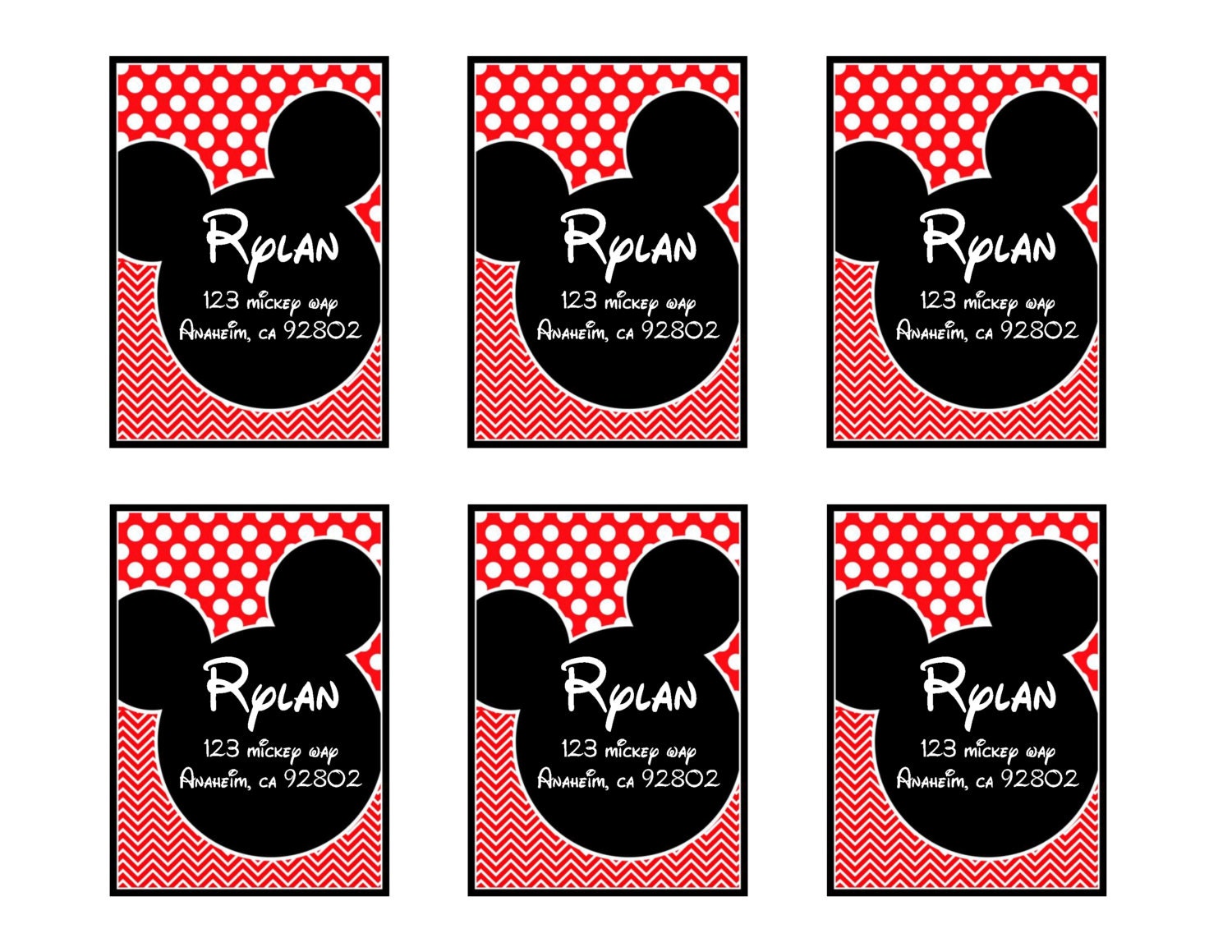 Mickey Mouse Luggage Name Tag Printable Disney Inspired