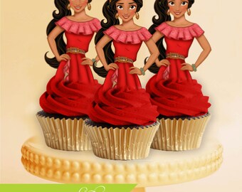 Princess Elena of Avalor Cupcake Toppers, Princess Cupcake Toppers, Elena of Avalor, Elena of Avalor Birthday, Elena of Avalor Party, Cake