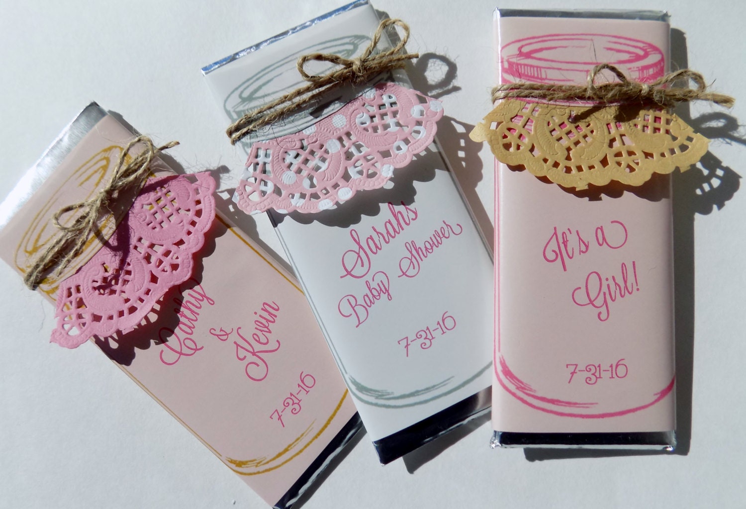 Rustic Mason Jar Candy Bar Favors with Hershey barsrustic