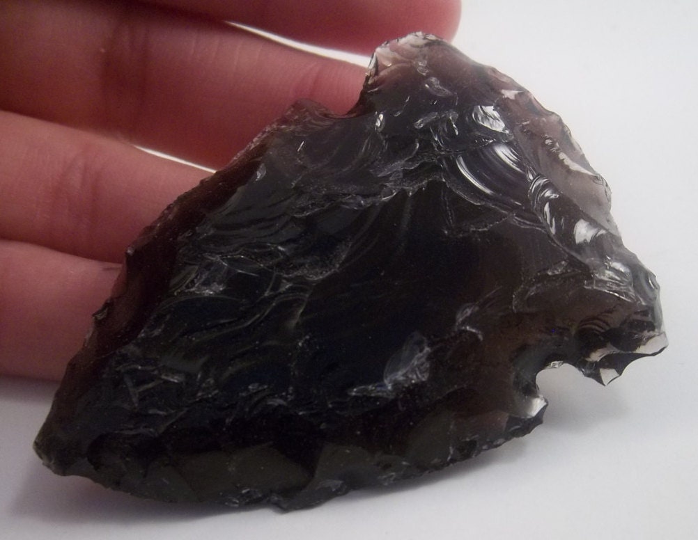 Clear Pit Obsidian Flint Knapped Side by givingnatureanewlook