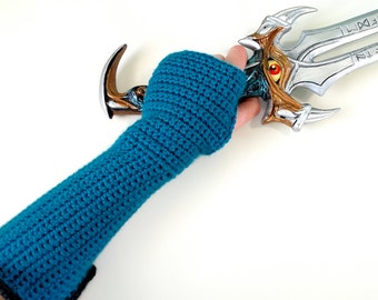 Teal Armor Gauntlet Gloves - Medieval Renaissance Clothing - LARP Costume - Medieval Cosplay Elf - Halloween Costumes - Geeky Gifts for Her