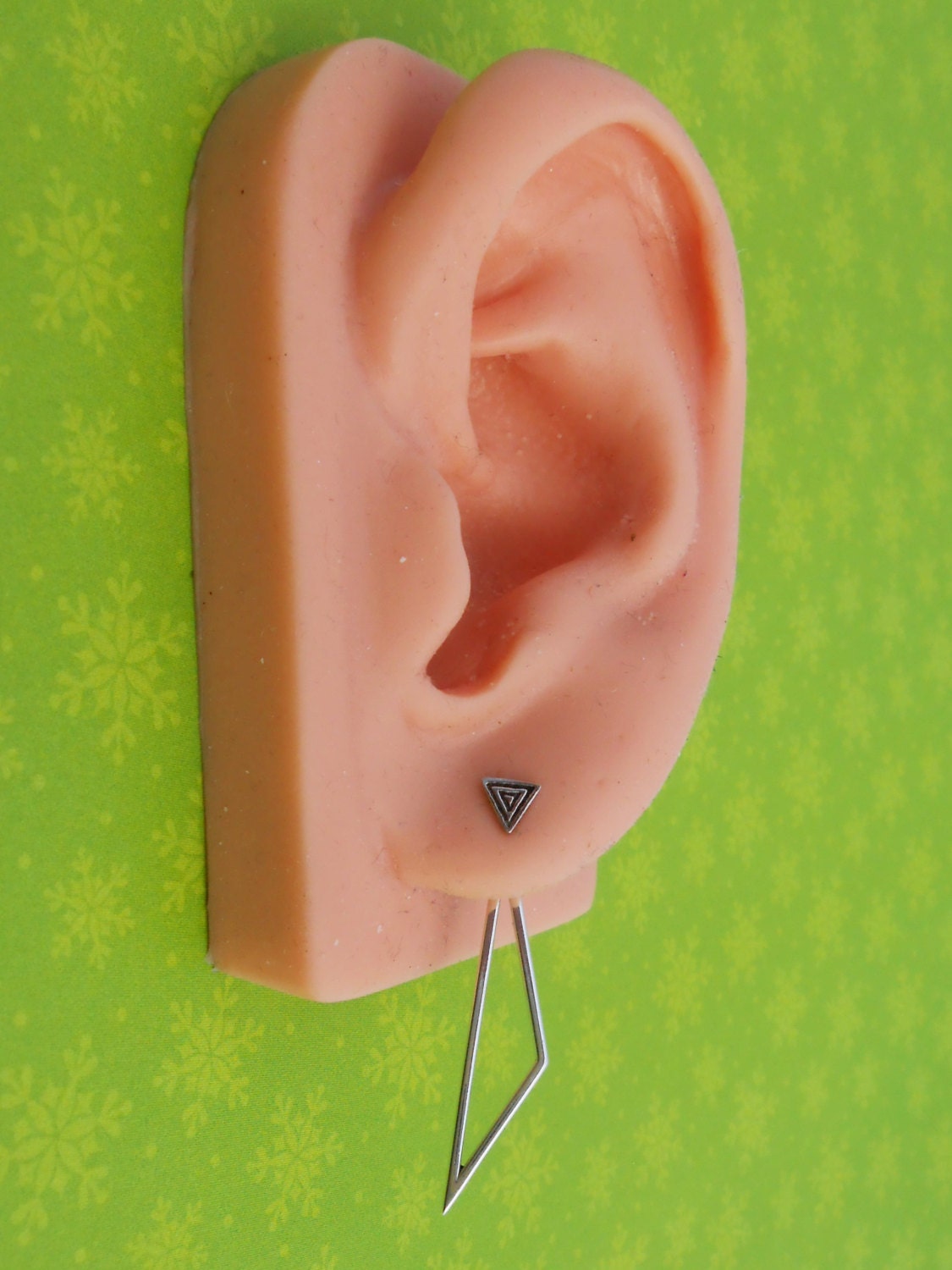 Ear Jackets Sterling Silver Asymmetrical Triangles with 4mm