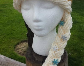 Elsa Costume, Elsa wig, Elsa Crown, Elsa Hair, Elsa Hat, Elsa Braid, Elsa Birthday party, Girl's Birthday Gift, Girl's Christmas gift