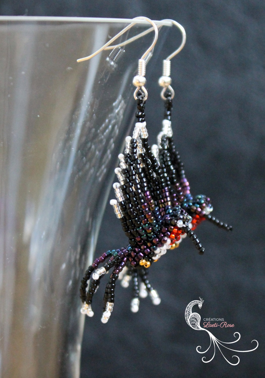 hummingbird earrings beaded jewelry seed bead earrings