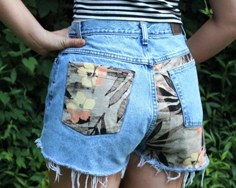 Custom Denim Shorts Frayed Cutoff Jean Shorts High Waist 30