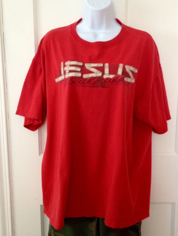 Vintage Jesus Shirt XL Jesus Bandaid tshirt by DigginForTreasure