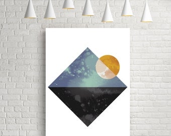 Geometric print art, grunge decor, abstract geometric, wall decor poster, grunge wall posters, large vintage posters, affiche art abstrait