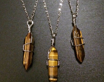 Tigers Eye Necklace Healing Crystal Necklace Crystal Point Necklace Tigers Eye Pendant Stone Jewelry Crystal Jewellery