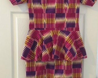 Handmade Ghanian Fabric Peplum Dress