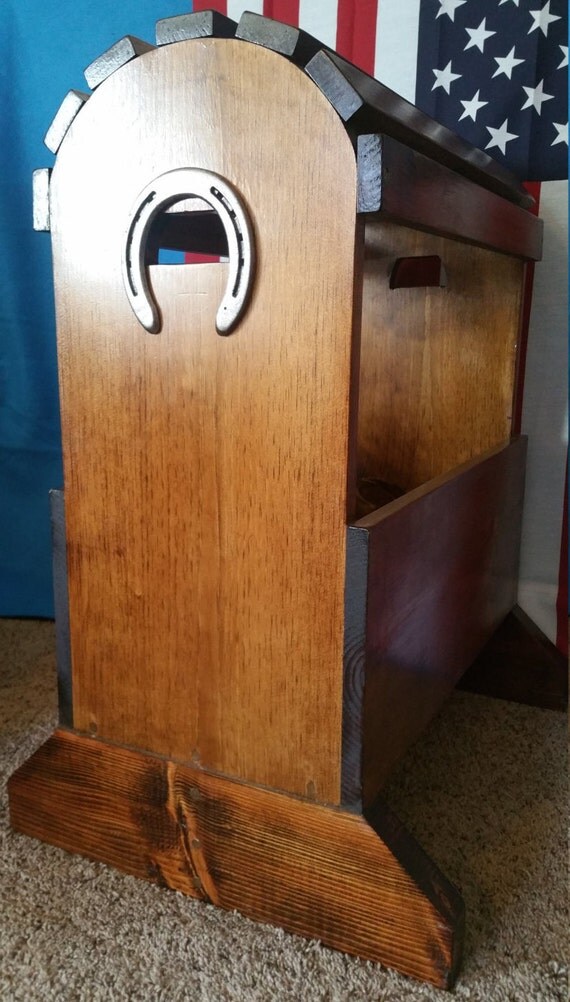 Handmade Wooden Saddle Stand with Horseshoe Handles