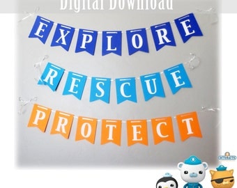 Octonauts Printable Banner, First Birthday Party Supplies, 1st Decorations, Captain Barnacles, Kwazii, Dashi, Peso, Boy, Instant Download