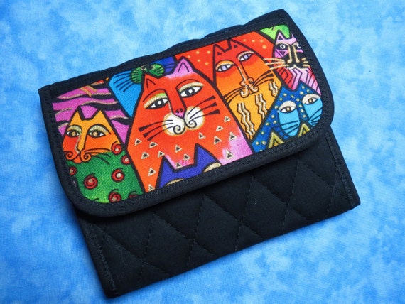 Women Wallet Small Wallet Laurel Burch Cat by MarilynnsCreations