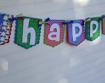 PJ Masks birthday banner, Happy Birthday banner, photo banner