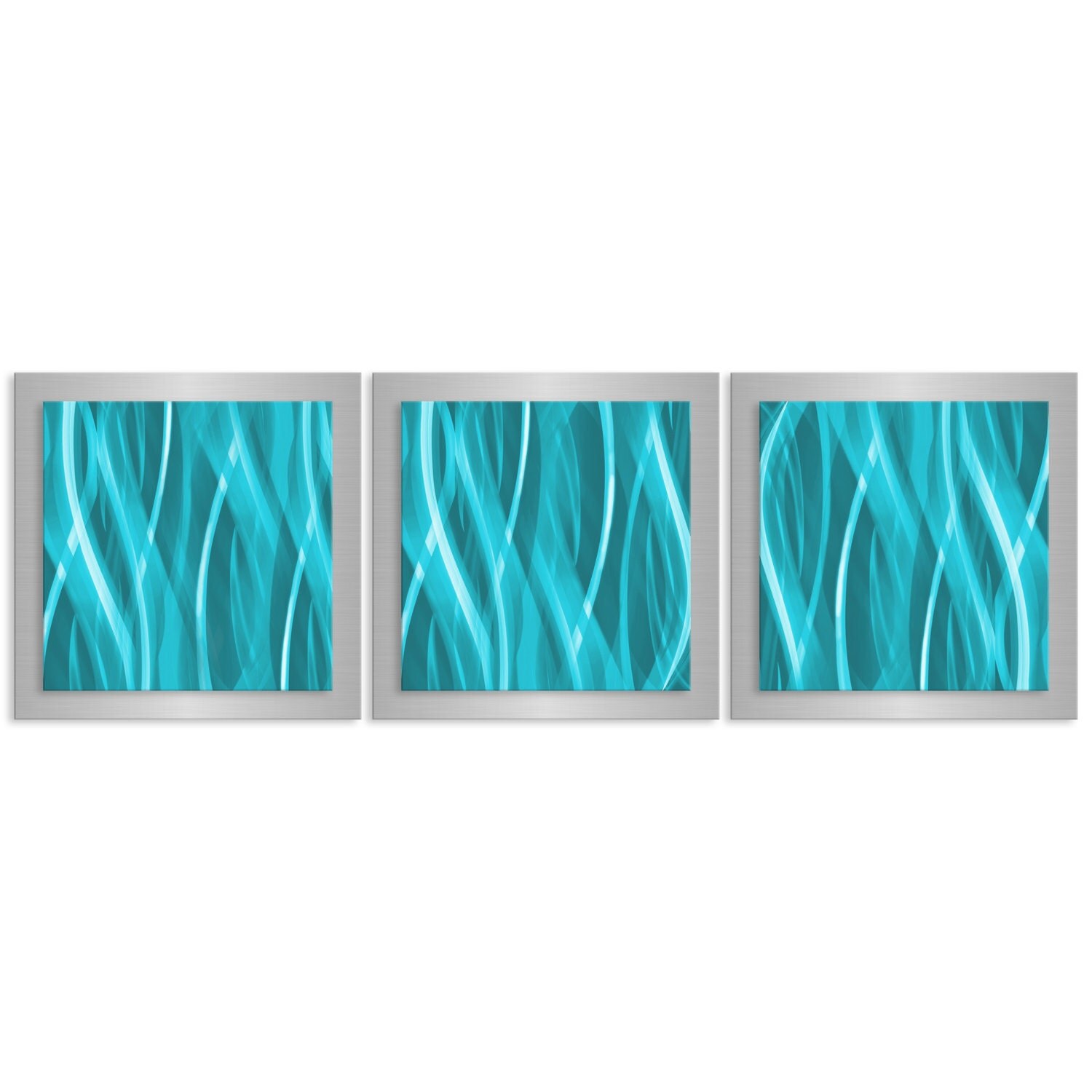 Colored Metal Wall Artwork 'Turquoise Essence' 38x12