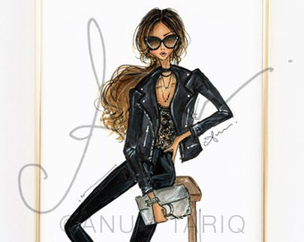Fashion Illustration Print, Leather Jacket, 8x10"