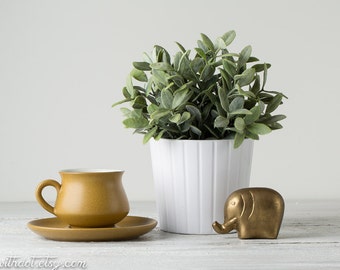 Vintage Dark Mustard Yellow Cup and Saucer - Denby Ode Stoneware - Mustard Coffee Mug with Saucer - 6 Available