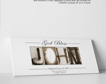 Godson Christening Gift - Godson Baptism Gift - Personalized Godson Print - Baptism Keepsake - Baptism Gift Christening - Canvas Promo -