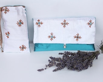 Silk make up organizer+silk case for sunglasses or eyeglasses