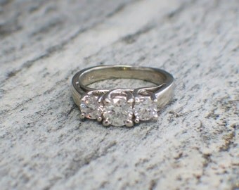 White Gold Three Stone Diamond Ring