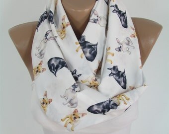 French Bulldog Scarf Dog Scarf Frenchie Scarf Animal Infinity Scarf Christmas Gift For Her Teen For Pet Mom Winter Women Fashion Accessories
