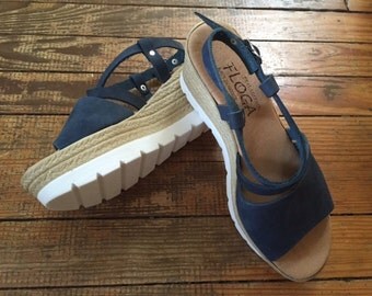 Leather wedges,FREE SHIPPING in the USA,Espadrilles with white sole,Greek leather sandals for women,platform,hill,wedge sandals - Lambrini