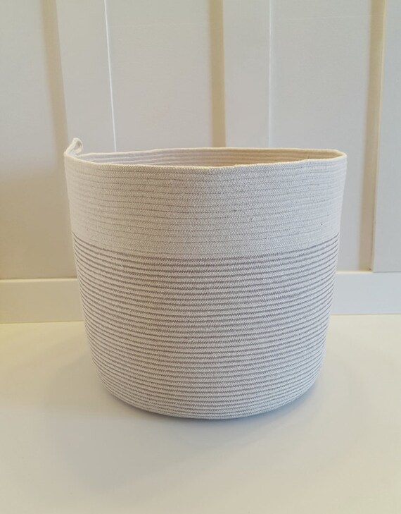 Extra Large Gray and White Rope Basket