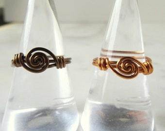 Modern boho ring - scroll ring - bronze ring - hypoallergenic ring - Nickel free ring - metalwork ring - hand made ring - bohemian ring - UK