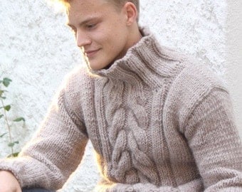 Knit sweater, Mens sweater, Wool Sweater, Mens pullover, Knitted sweater for mens, Knit mens pullover, Men's Hand Knitted Sweater Fisherman