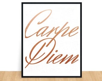 Carpe Diem Print, Seize the Day, Printable Quotes, Gold Print, Typography Print, Office Art, Life Quotes, Inspirational Gift, Printable Art