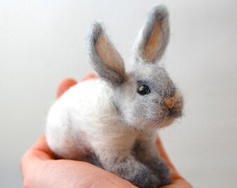 Needle Felted Animals. Gifts For Kids. Kids Gift Ideas. Felted Bunny. Felted Rabbit. Miniature Animal. Felt Animals. Waldorf Toy. Kids Toys