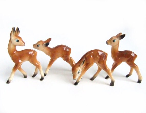 Harde de cerfs vintage chevreuil en plastique par vintagebyjade Chevreuil Literie décor
