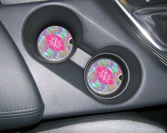 Monogrammed Car Coasters Cup Holder Coasters Design Your Own Personalized Sandstone Coasters Car Accessories For Women Lilly Inspired