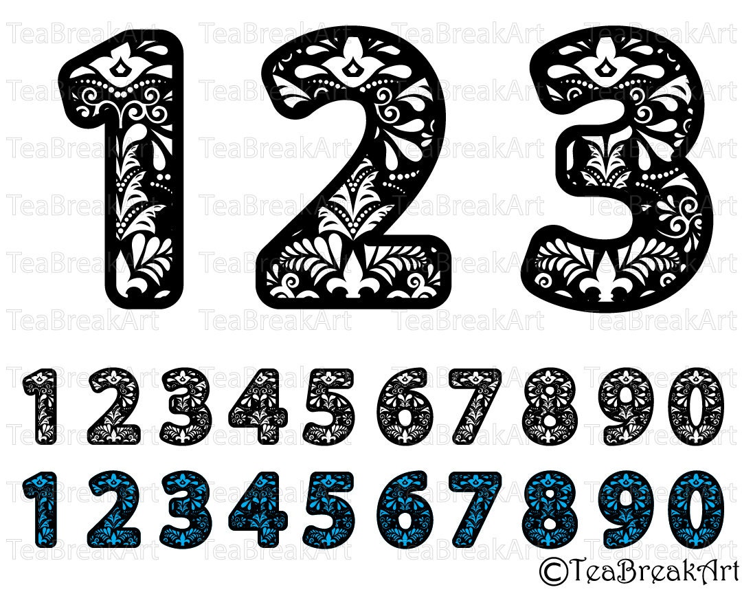 Download Zentangle numbers Cutting Files SVG PNG EPS dxf design ClipArt