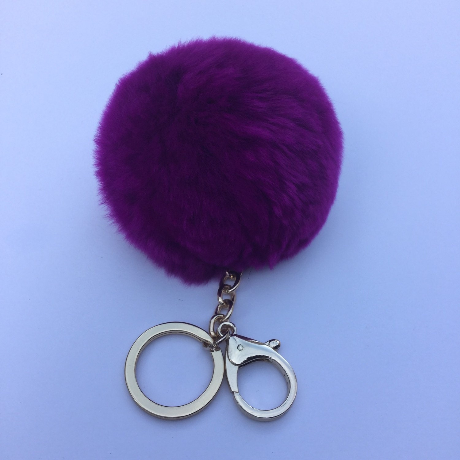 pom keychain pom purple Purple YogaStudio55 Fur by keychain pom Electric keyring New pom