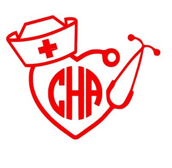 Nurse Monogram Decal Stethoscope Decal Nurses Car Vinyl Decal