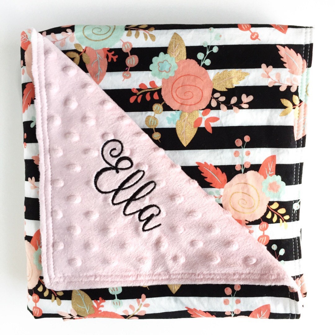Minky Baby Blanket Pink Baby Girl Blanket Minky Crib