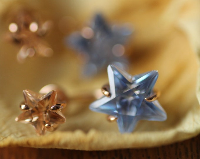 Star earring - Cubic zirconia earring - Stone earring - Silver earring - Silver star earring - Gold star earring - Gift idea