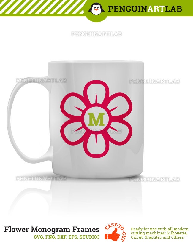 Download Flower Circle Monogram Frames Spring SVG Cut Files for