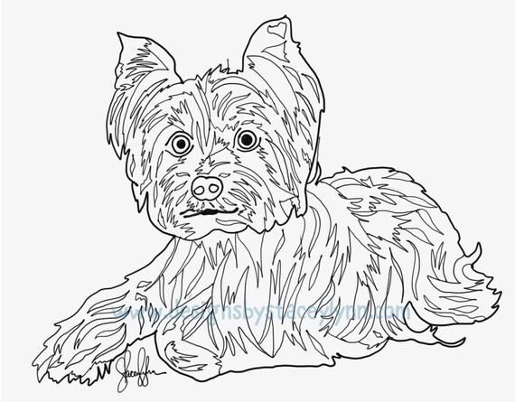 Yorkie Coloring Pages set of 3