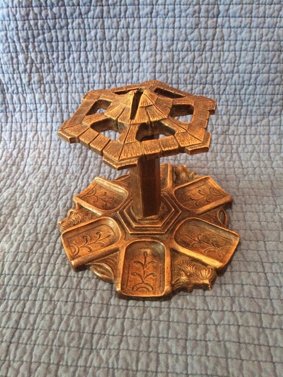 Vintage Wood Pipe Caddy/Pipe Holder/Dog Pipe Holder