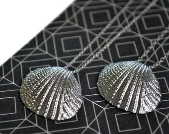 Silver Shell Necklace | Sea Shell Pendant | Clam Shell Necklace | Pearl Shell Jewellery