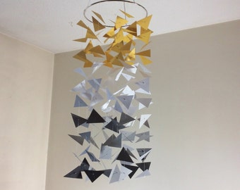 Geometric floating Triangle paper mobile. Nursery mobile, Crib mobile, Baby, Birthday Gift, Wedding. modern nursery decor, baby mobile