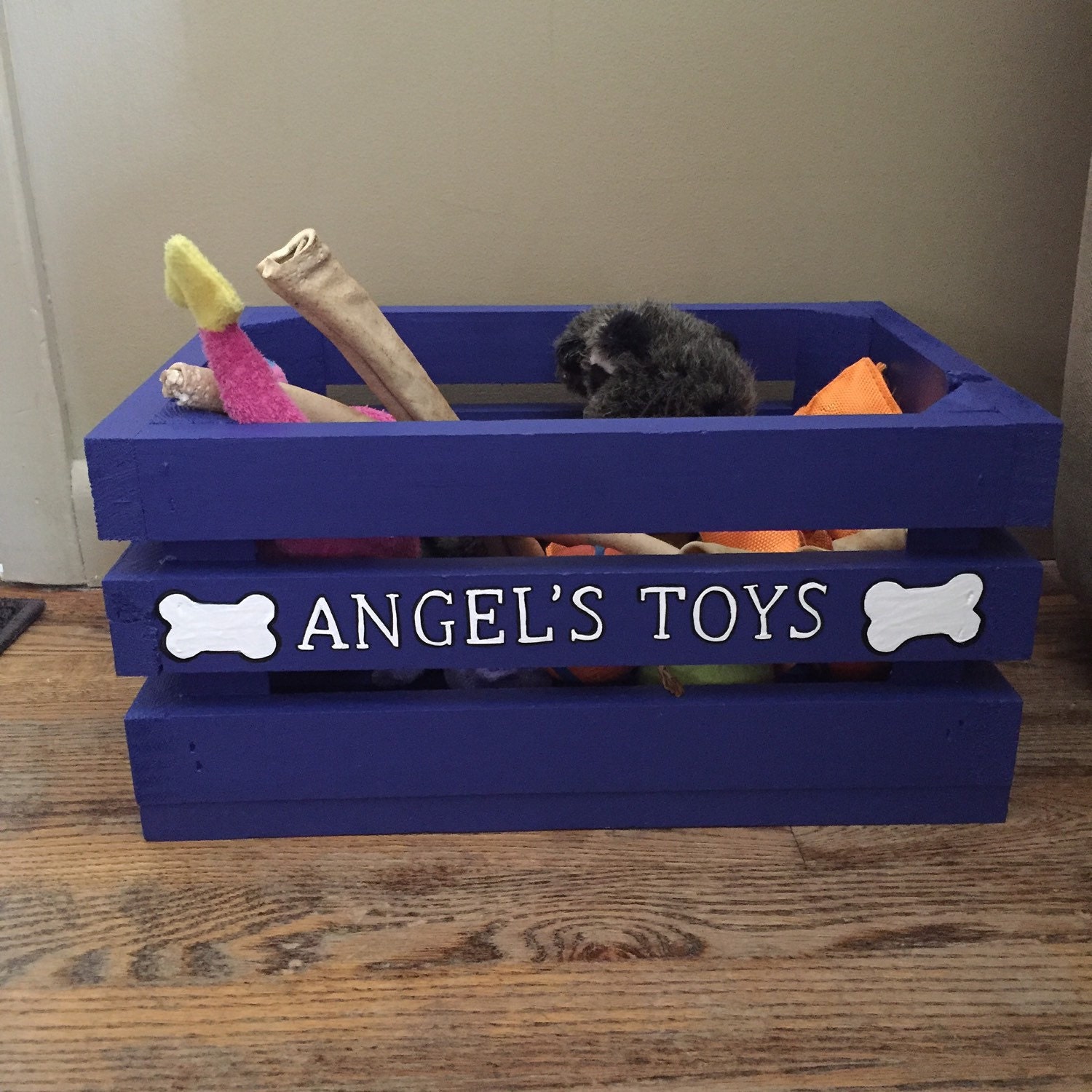 Dog Cat Toy Box Storage Organizer Hand by KingsDecorativeSwing