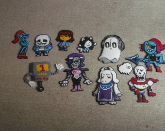 Undyne and Mettaton perler beads