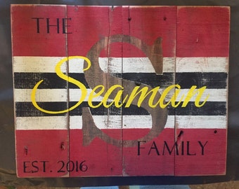 Chicago blackhawks, Custom Wood Name Sign, Pallet Last Name Sign, Rustic Family Est. Sign, Distressed Name Sign, Personalized Wedding Gift